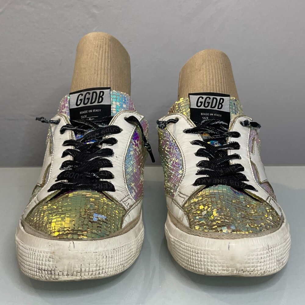 Golden Goose Womens Iridescent Holographic Superstar Sneakers with White Star - Picture 7 of 13